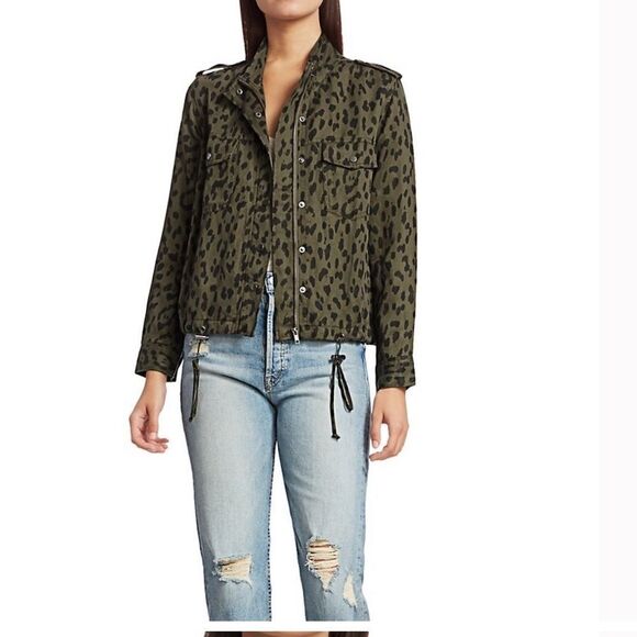 Rails Collins, green, leopard Tencel jacket size extra small - Picture 1 of 11